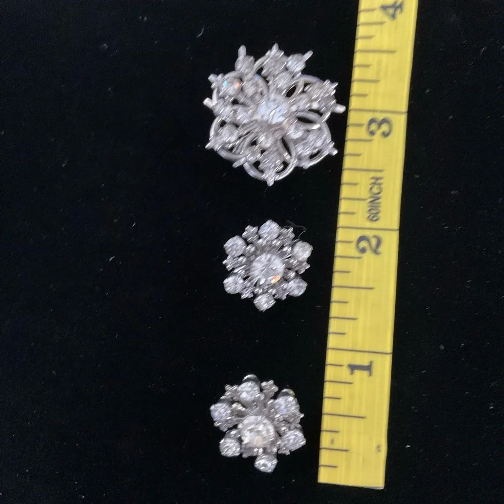 VINTAGE RETRO RHINESTONE BROOCH‎  TRIO